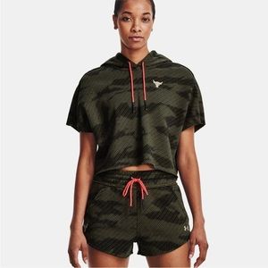 Under Armour Rock cropped fleece hoodie loose small green black small